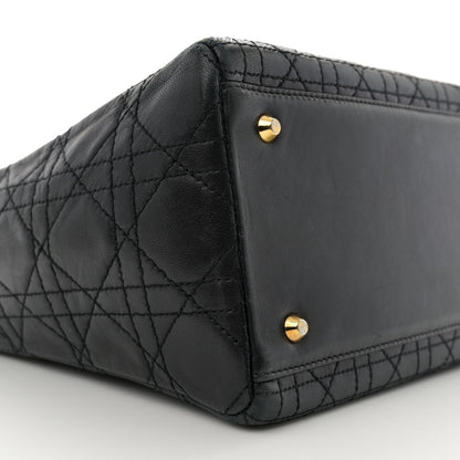 Christian Dior Lambskin Cannage Medium Lady Dior Black 9 of 15