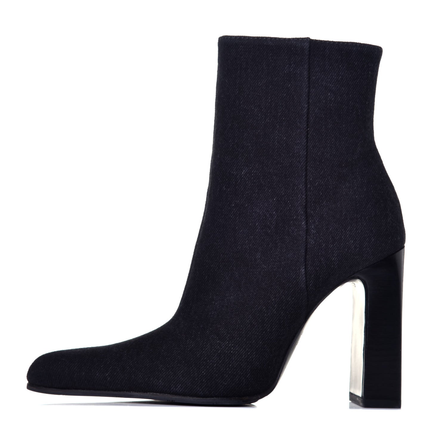 Denim 110mm Round Toe Ankle Boots 37.5 Black