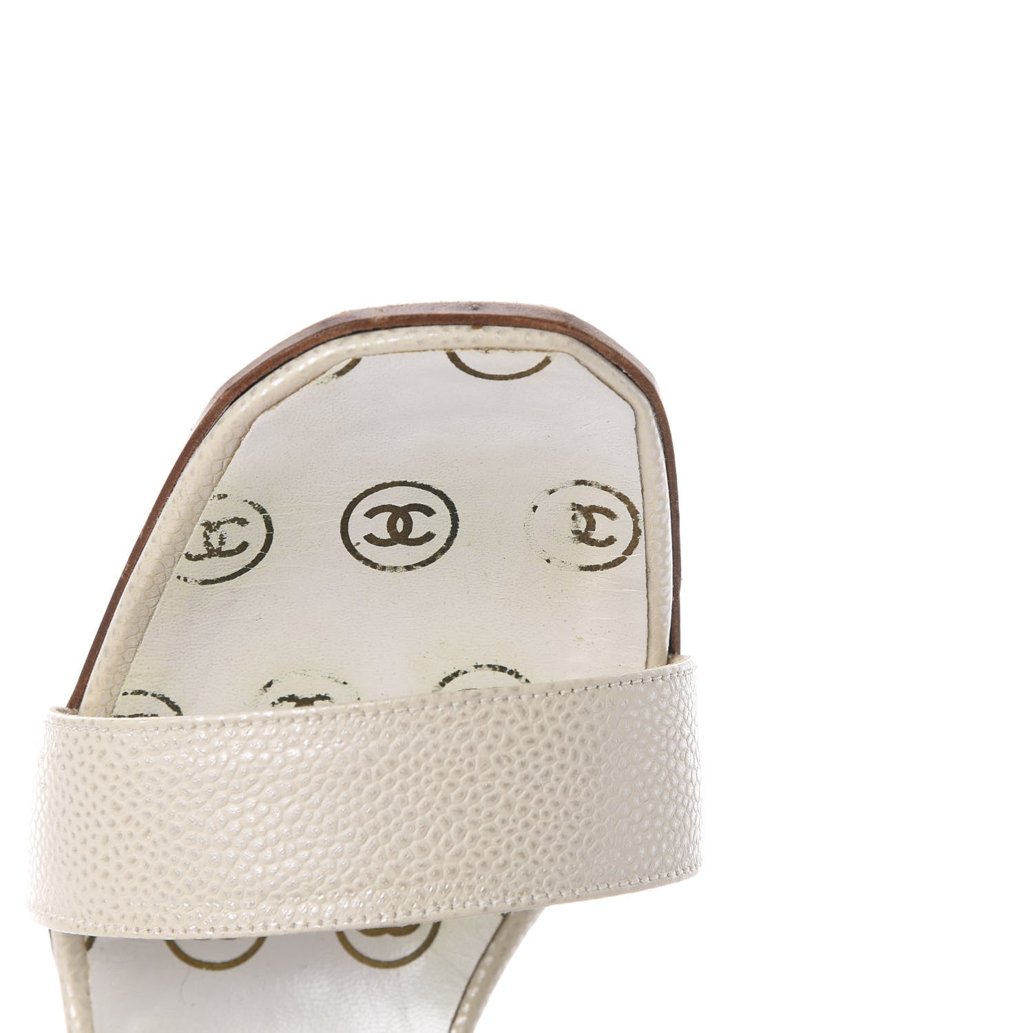 Chanel Caviar CC Mules 37.5 White 10 of 11