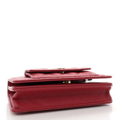 Chanel Caviar Quilted Pocket Clutch With Chain WOC Red 4 of 14