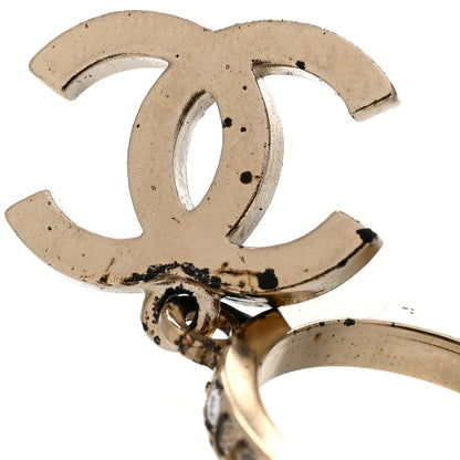 Chanel Crystal Lock Symbols CC Hoop Drop Earrings Gold 7 of 7
