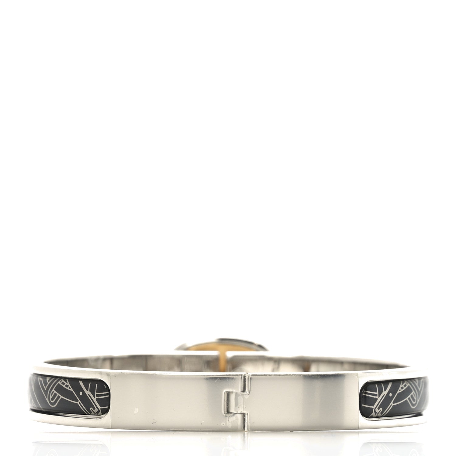 Hermes Enamel Mini Mors A Jouets Clic Chaine d'Ancre Bracelet PM Platine Noir 3 of 5