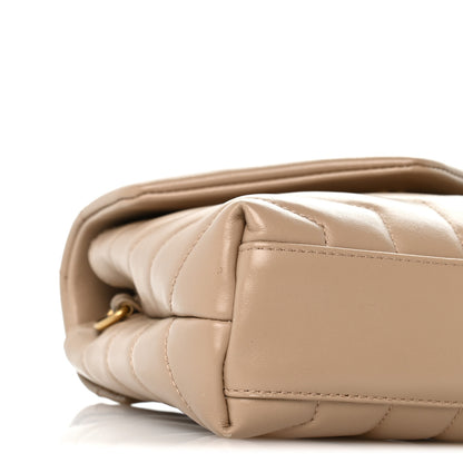 Saint Laurent Calfskin Y Quilted Monogram Toy Loulou Crossbody Bag Dark Beige 9 of 13