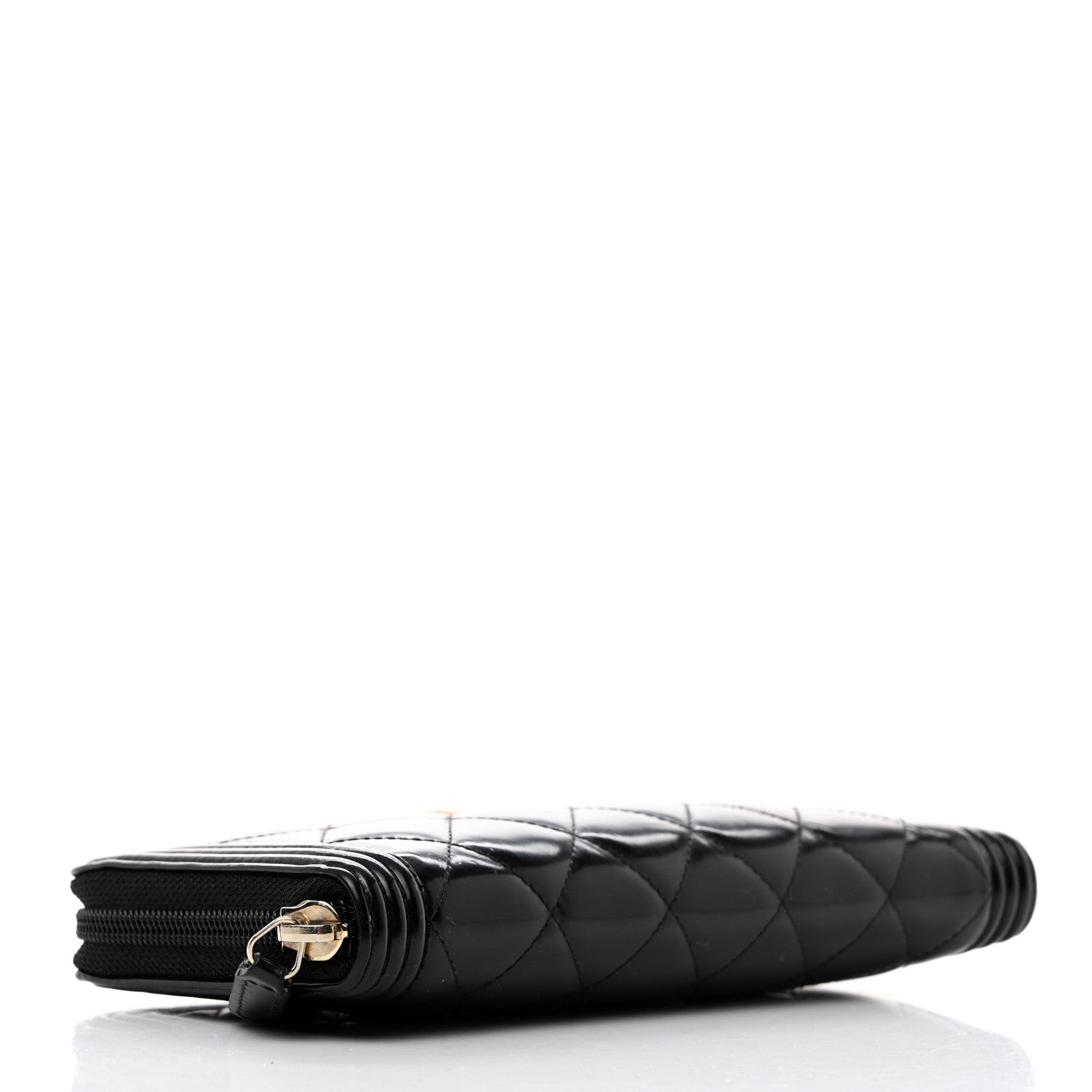 Chanel Patent Calfskin Quilted Boy L-Gusset Zip Wallet Black 4 of 9
