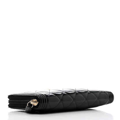Chanel Patent Calfskin Quilted Boy L-Gusset Zip Wallet Black 4 of 9