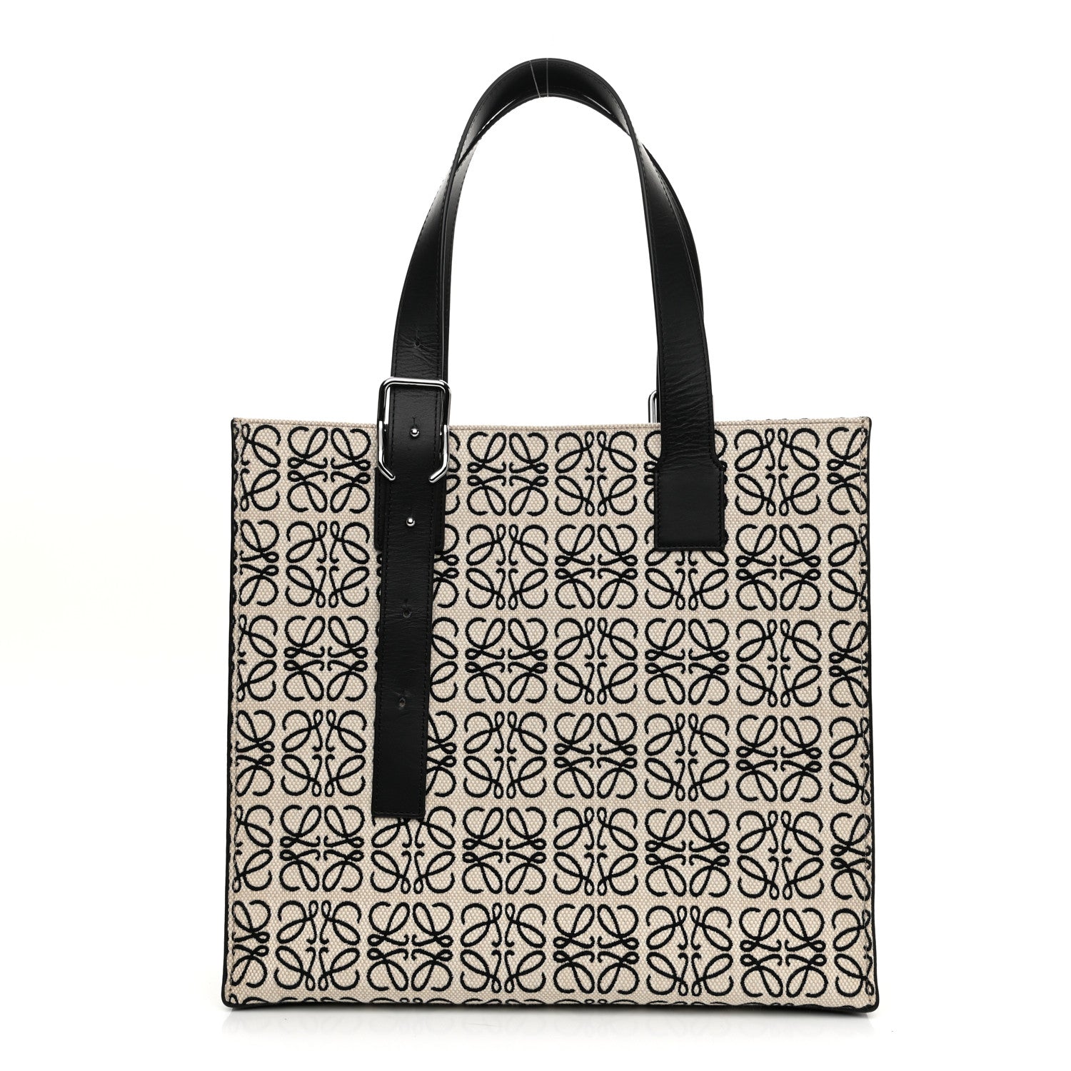 Loewe Jacquard Anagram Calfskin Buckle Tote Black 1 of 10