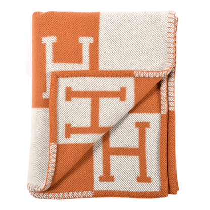 Hermes Wool Cashmere Avalon Blanket Ecru Potiron 2 of 3