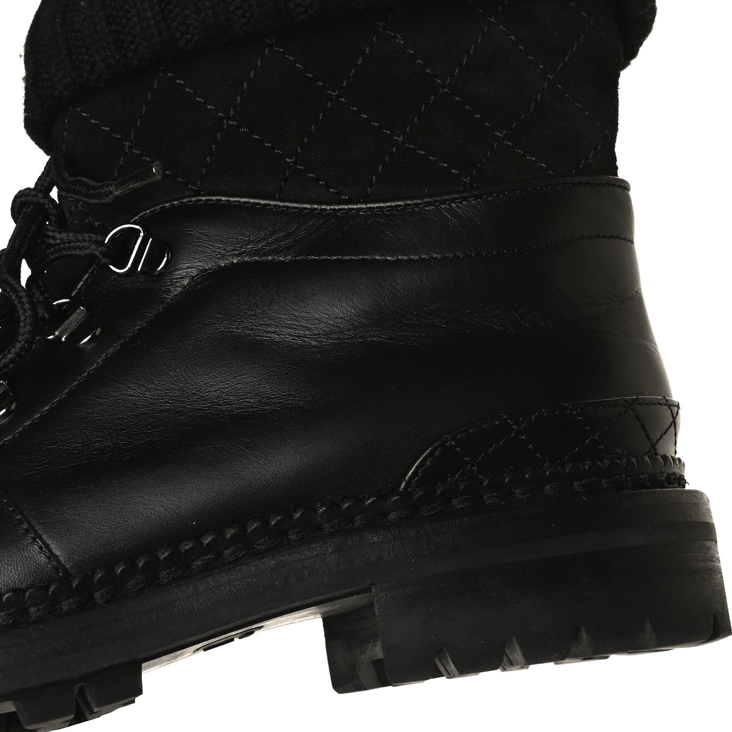 Chanel Calfskin Kid Suede Lace Up Short Boots 41 Black 12 of 16