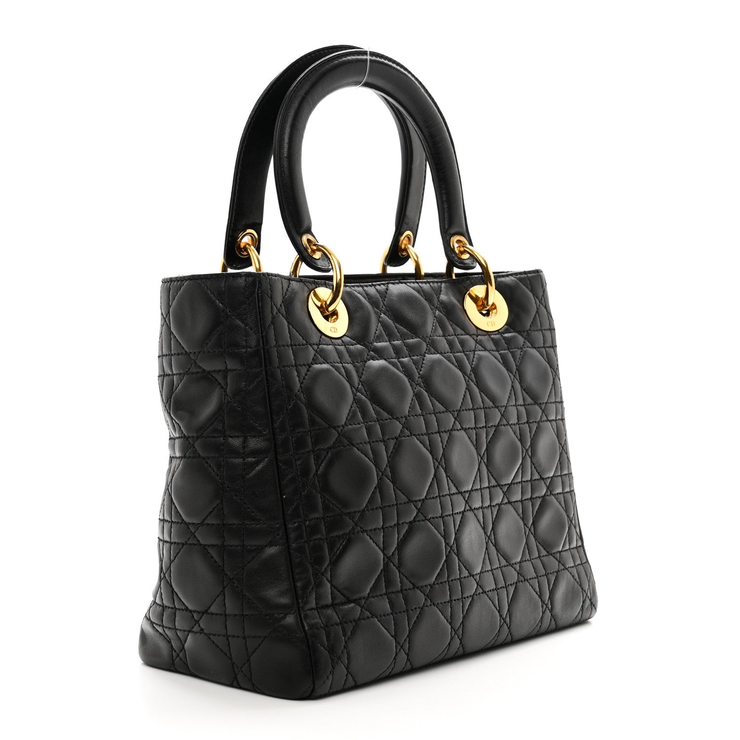 Christian Dior Lambskin Cannage Medium Lady Dior Black 2 of 11