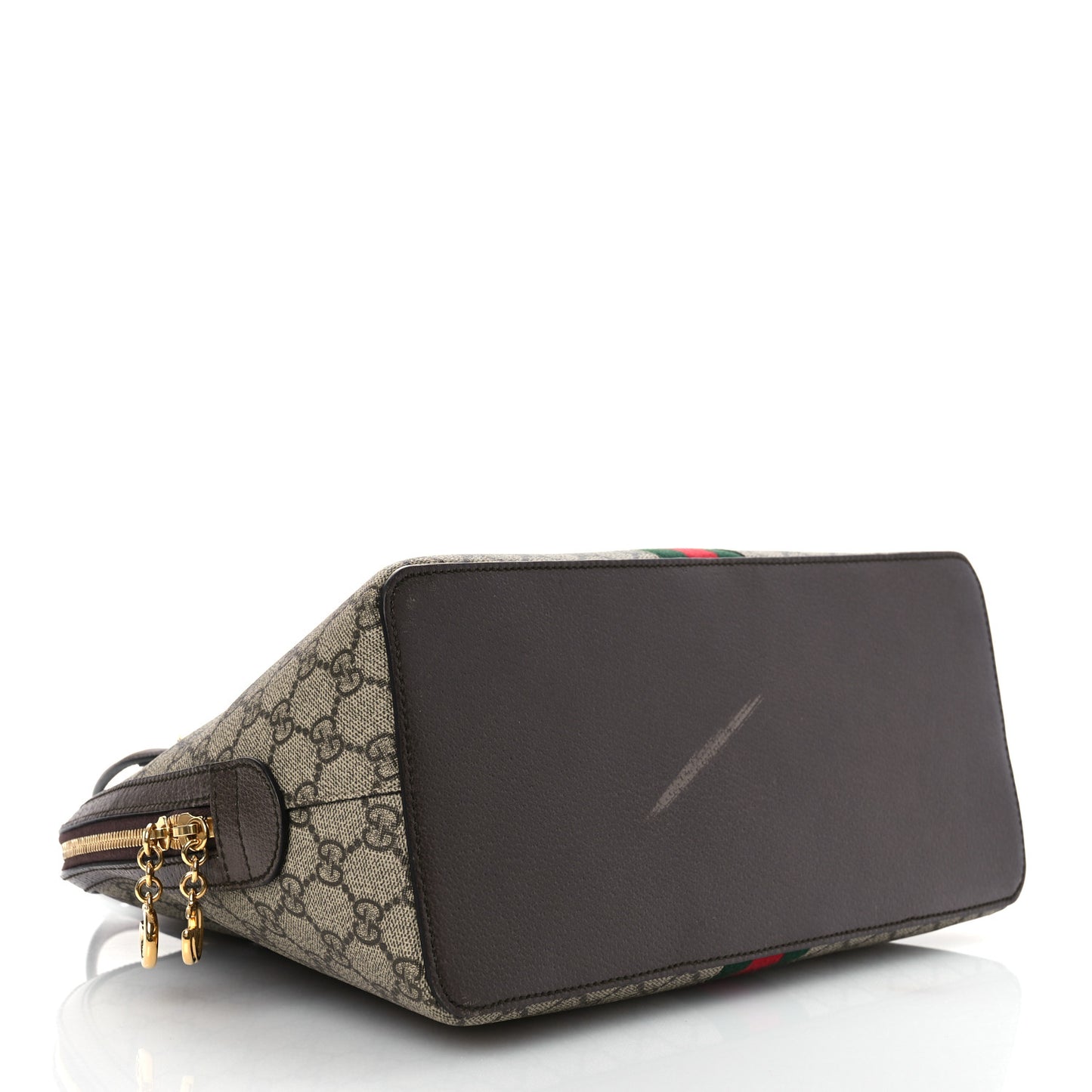 GG Supreme Monogram Web Medium Ophidia Top Handle Dome Bag Brown