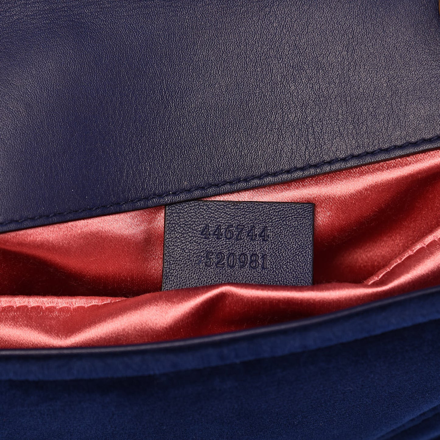 Velvet Matelasse Mini GG Marmont Shoulder Bag Cobalt Blue