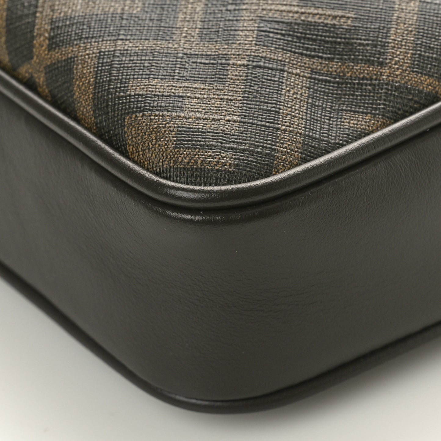 Shiny Glazed Fabric Vitello Cover FF 1974 Logo Medium Camera Case Tobacco Moro Giallo Ebano