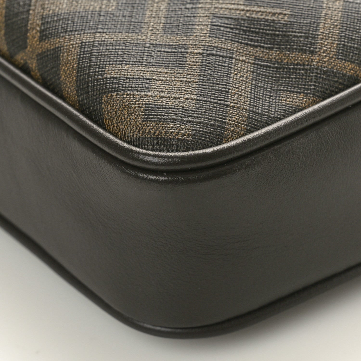 Fendi Shiny Glazed Fabric Vitello Cover FF 1974 Logo Medium Camera Case Tobacco Moro Giallo Ebano 9 of 9