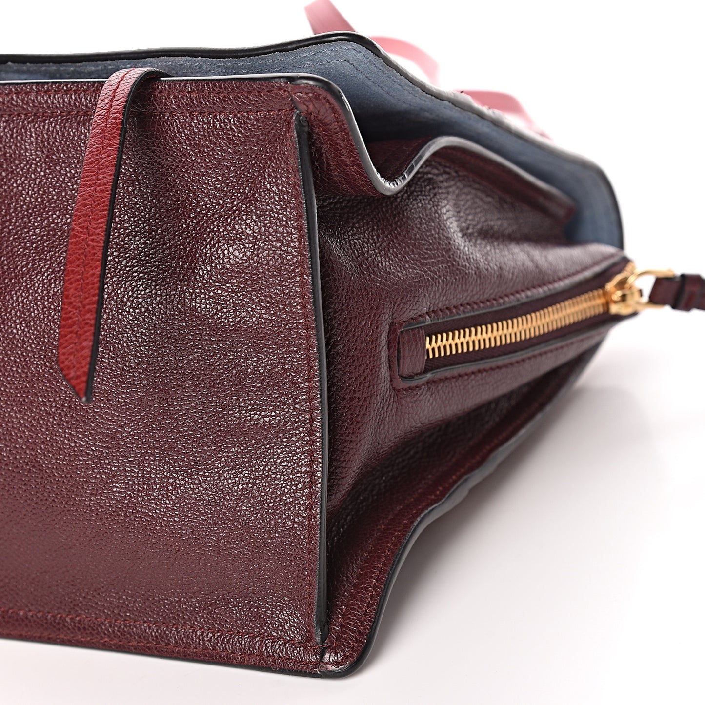Glace Calfskin Suede Patchwork Etiquette Shoulder Bag Rubino Loto
