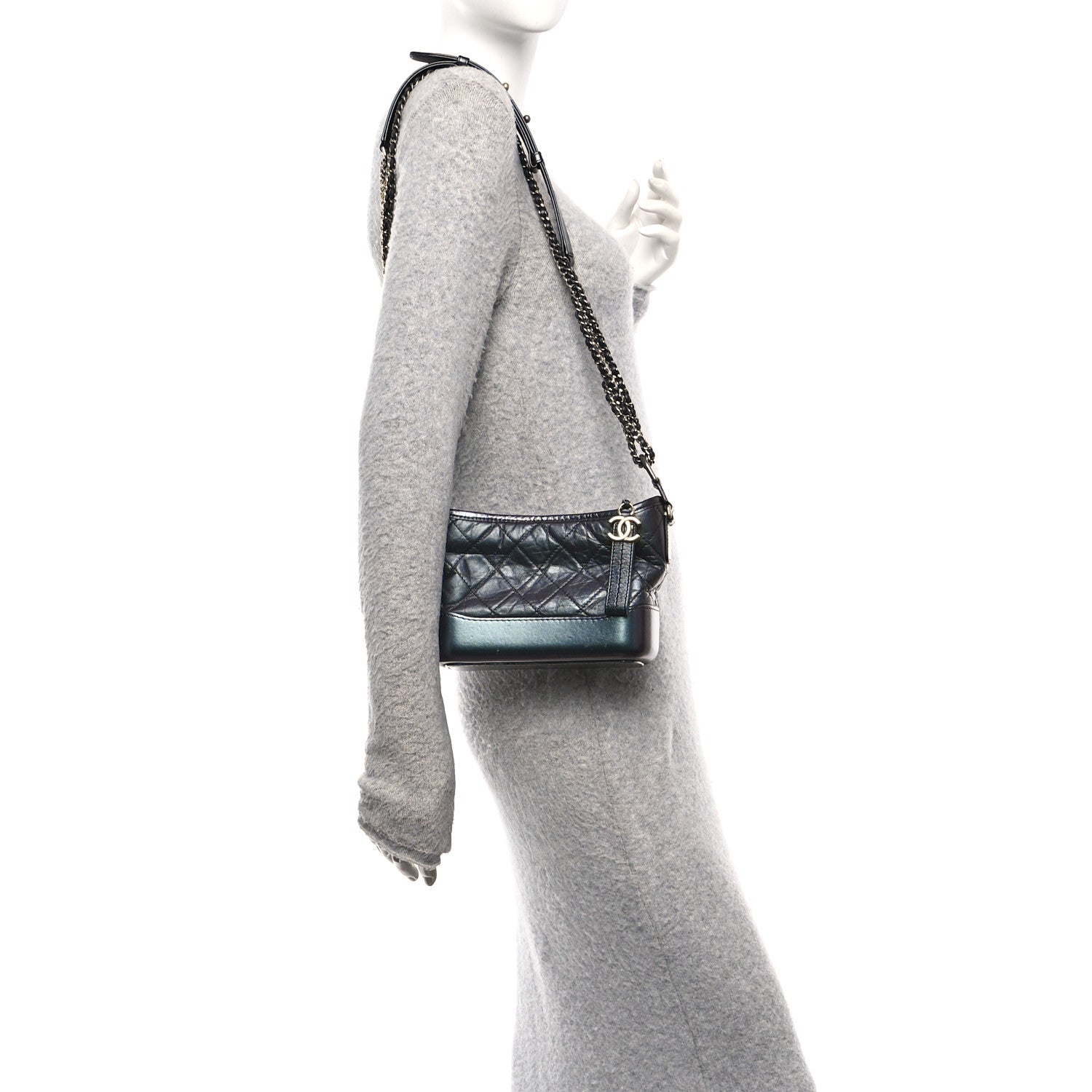 Chanel Iridescent Aged Calfskin Quilted Small Gabrielle Hobo Black 2 of 10