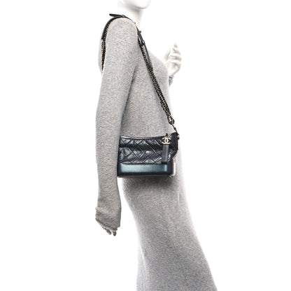 Chanel Iridescent Aged Calfskin Quilted Small Gabrielle Hobo Black 2 of 10
