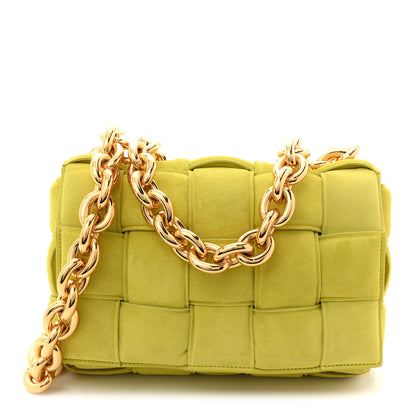 Bottega Veneta Suede Maxi Intrecciato Padded Chain Cassette Crossbody Bag Kiwi 2 of 21