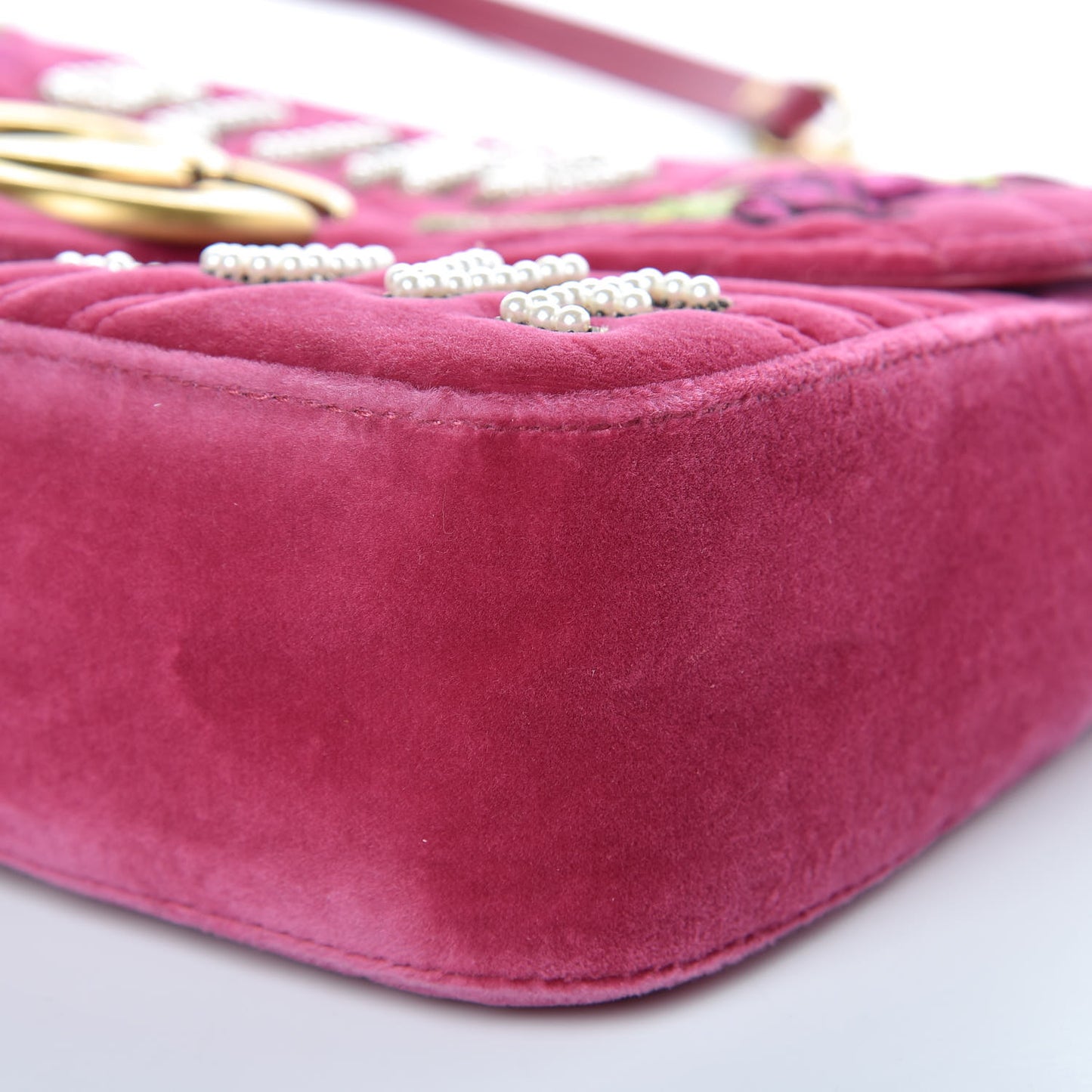Velvet Matelasse Blind for Love Embroidered Medium GG Marmont Shoulder Bag Light Raspberry Rose Multicolor