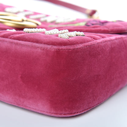 Gucci Velvet Matelasse Blind for Love Embroidered Medium GG Marmont Shoulder Bag Light Raspberry Rose Multicolor 6 of 12