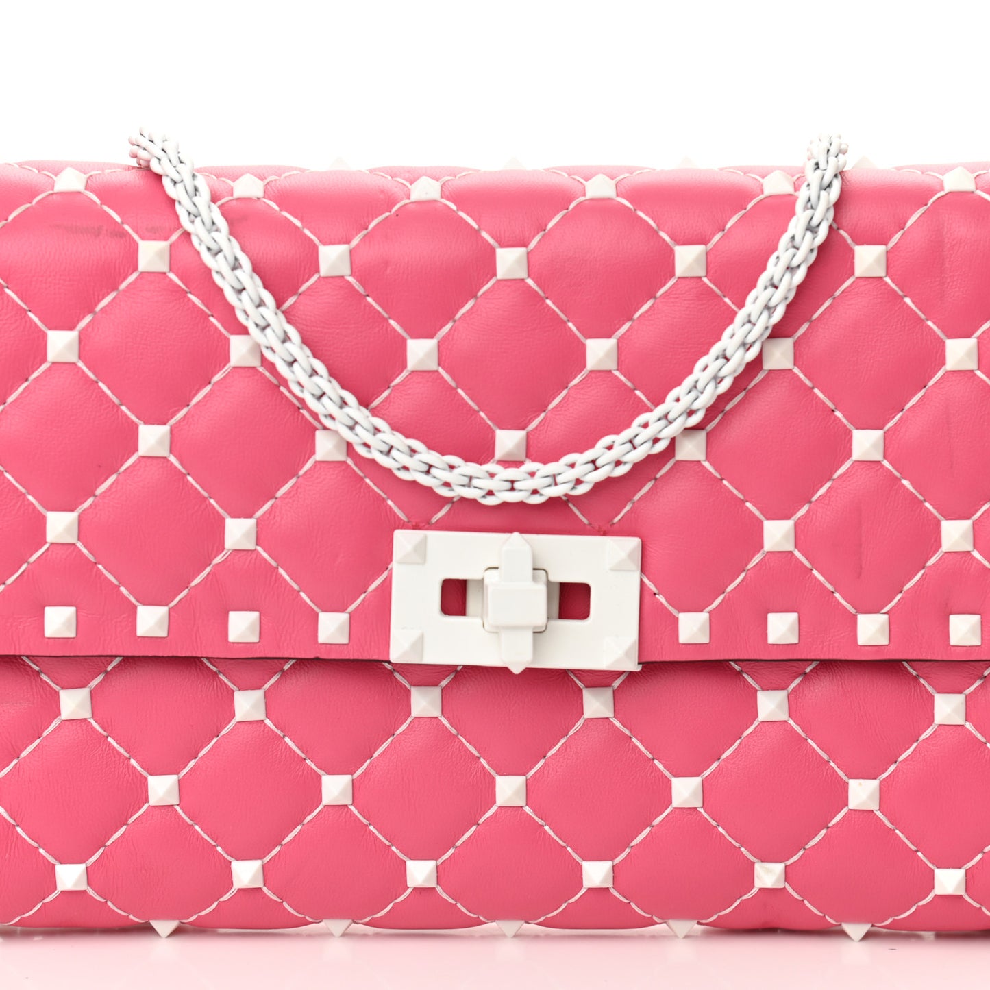 Lambskin Free Rockstud Spike Wallet On Chain Shadow Pink