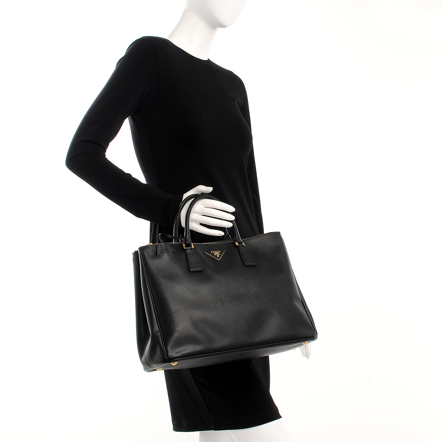 Prada Saffiano Large Galleria Double Zip Tote Black 2 of 7