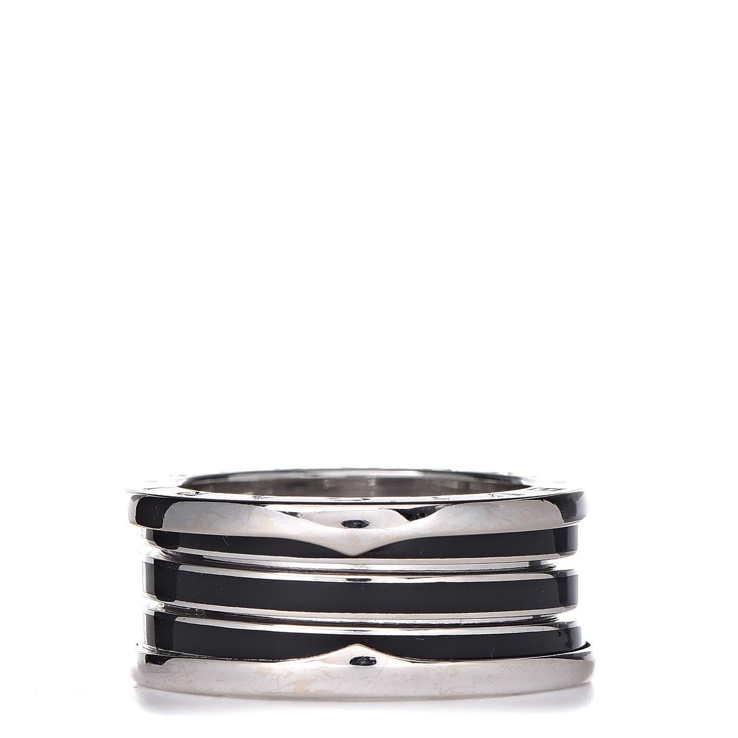 Bulgari 18K White Gold Black Enamel B.Zero1 4 Band Ring 60 9.25 1 of 7