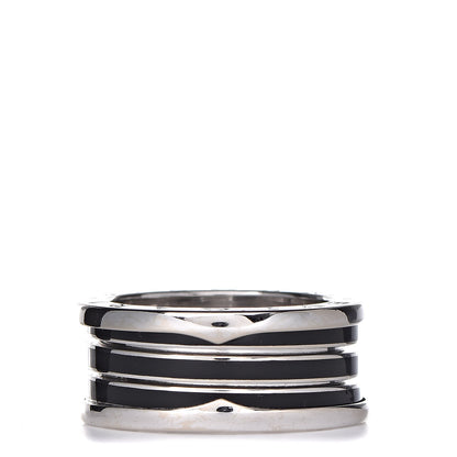 Bulgari 18K White Gold Black Enamel B.Zero1 4 Band Ring 60 9.25 1 of 7