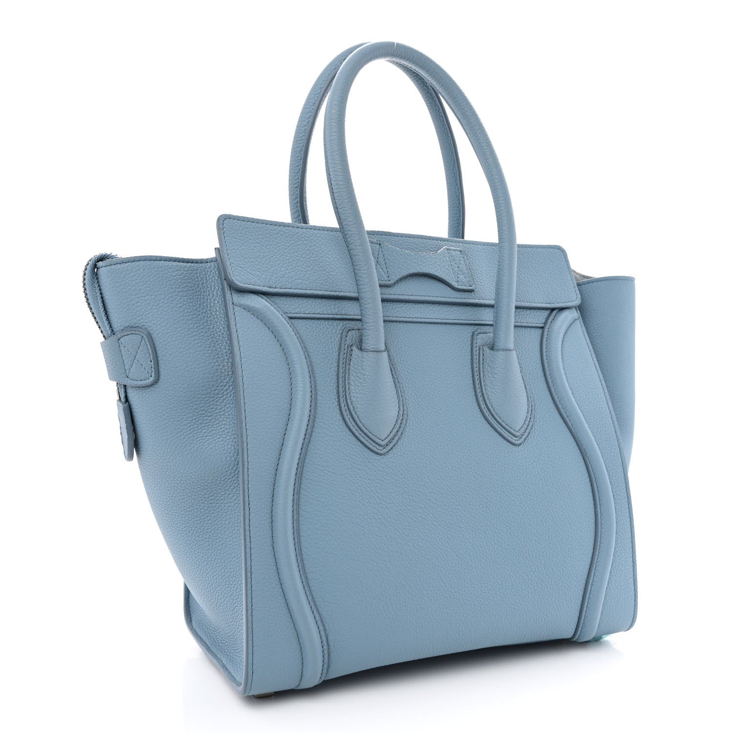 Celine Drummed Calfskin Micro Luggage Slate 3 of 12