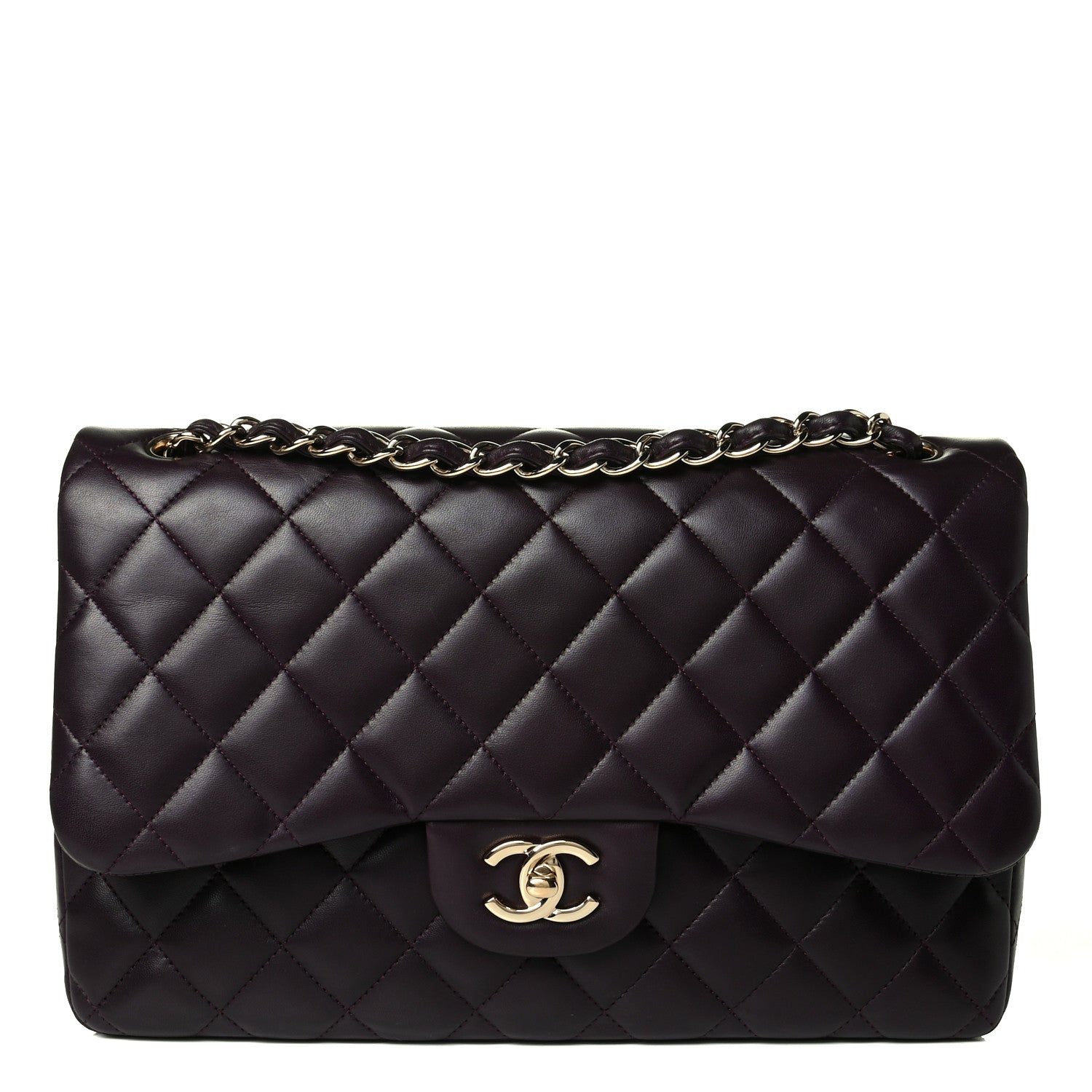 Chanel Lambskin Quilted Jumbo Double Flap Purple 1 of 9
