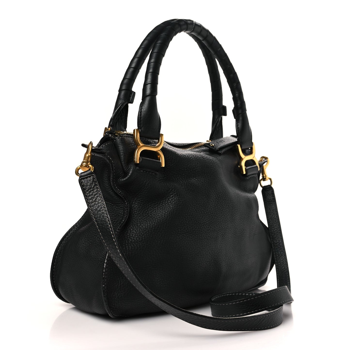 Calfskin Small Marcie Satchel Black