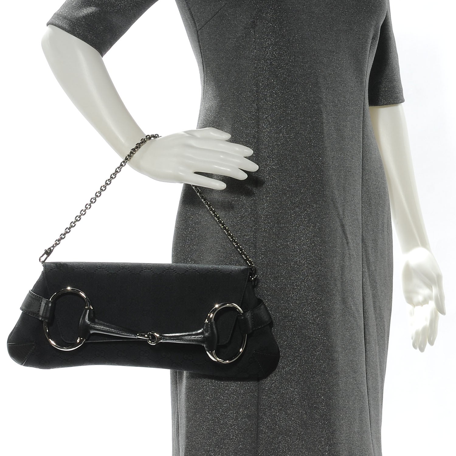 Gucci Monogram Horsebit Clutch Black 2 of 7