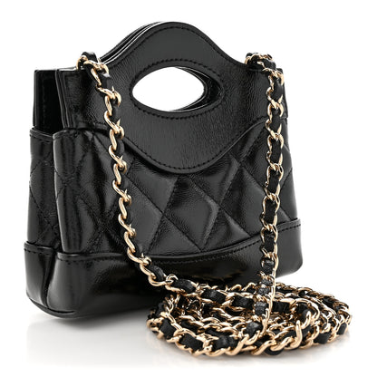 Chanel Shiny Lambskin Quilted Micro 31 Clutch With Chain Black 3 of 11