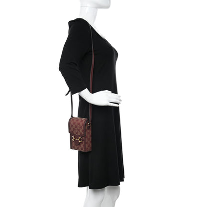 Gucci Monogram Textured Dollar Calfskin Mini Horsebit 1955 Crossbody Bag Sahara Rubino Chardonnay 2 of 10