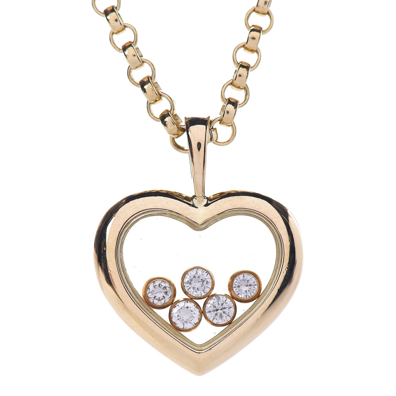Chopard 18K Yellow Gold 5 Happy Diamonds Icons Heart Pendant Necklace 4 of 8