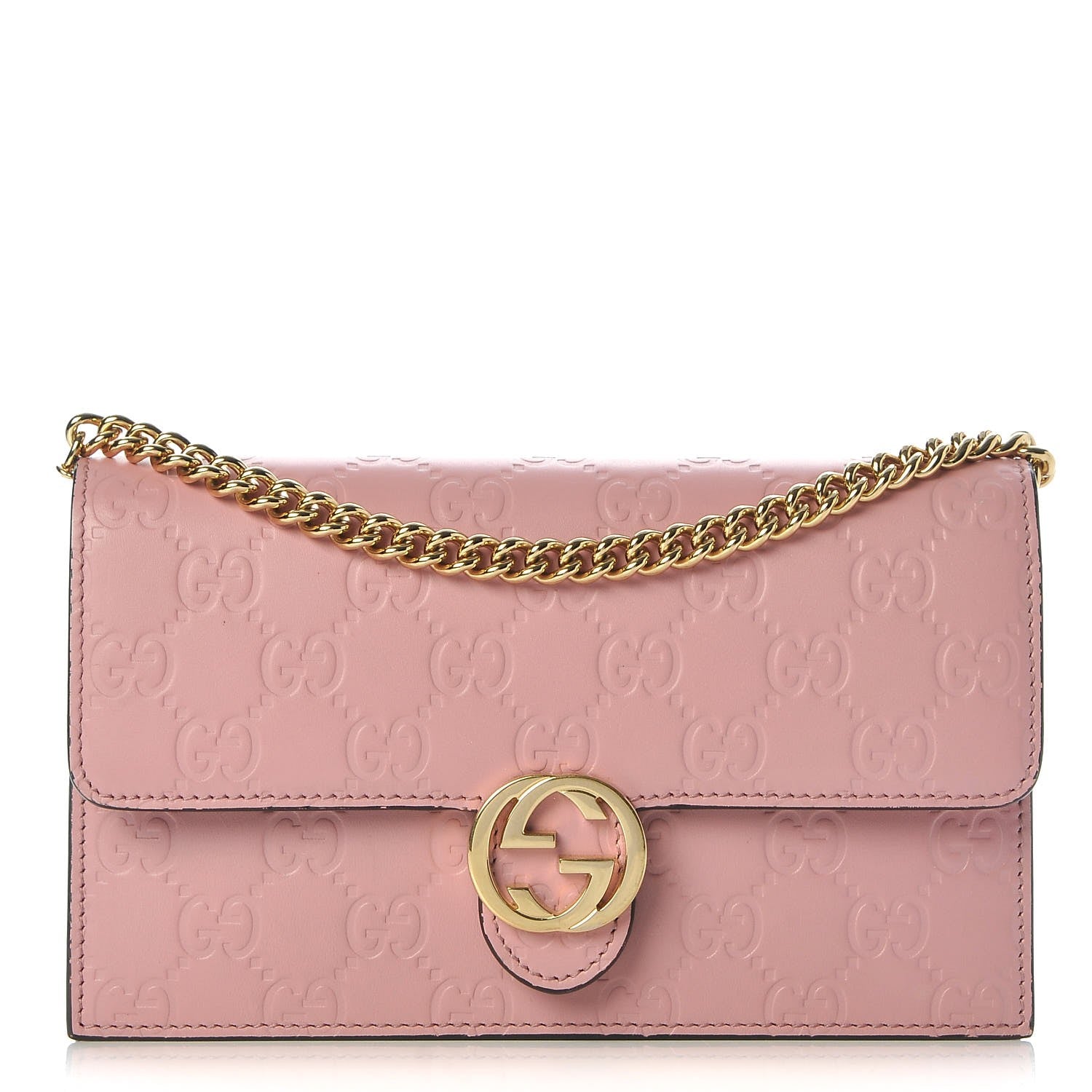Gucci Guccissima Icon Chain Wallet Carmine Rose 1 of 8