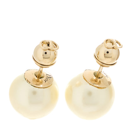 Christian Dior Pearl Logo Earrings Gold 1 of 4
