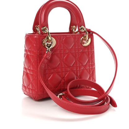 Christian Dior Lambskin Cannage Mini Lady Dior Red 2 of 11