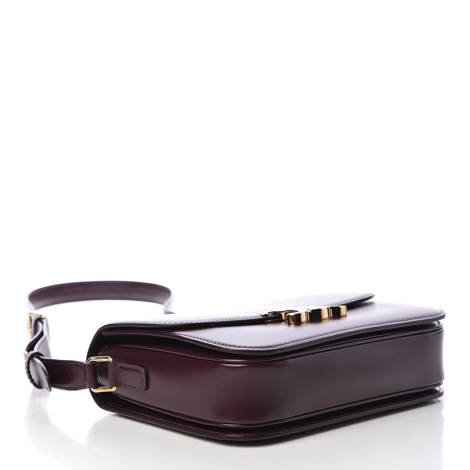 Celine Shiny Calfskin Medium Triomphe Burgundy 4 of 10