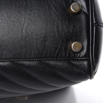 Saint Laurent Grain De Poudre Matelasse Chevron Monogram Shopping Bag Black 14 of 18