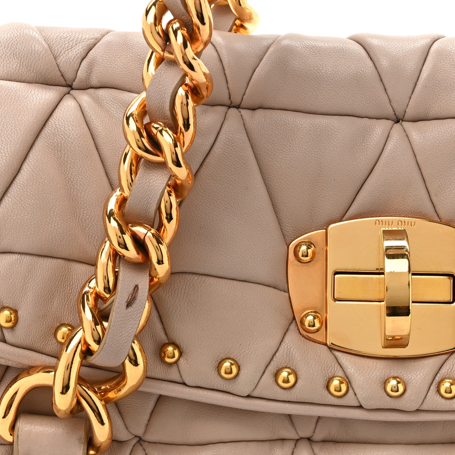 Miu Miu Nappa Quilted Studded Tote Cammeo 9 of 16