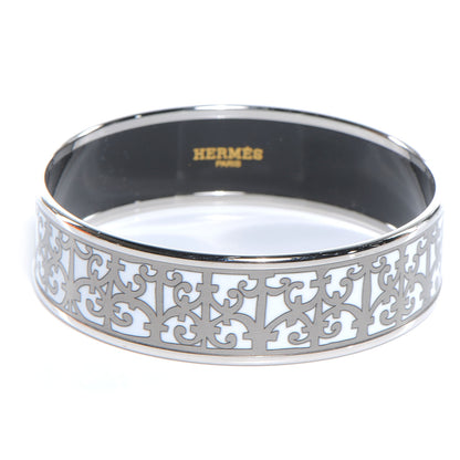 Hermes Enamel Printed Wide Balcons du Guadalquivir Bracelet 65 Silver 1 of 5