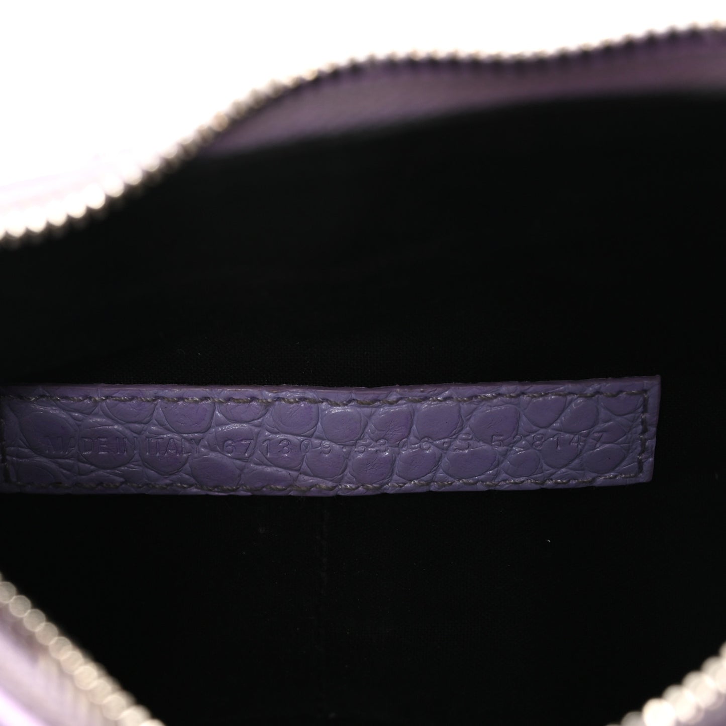 Extra Supple Calfskin Crocodile Embossed Le Cagole Shoulder Bag XS Lilac