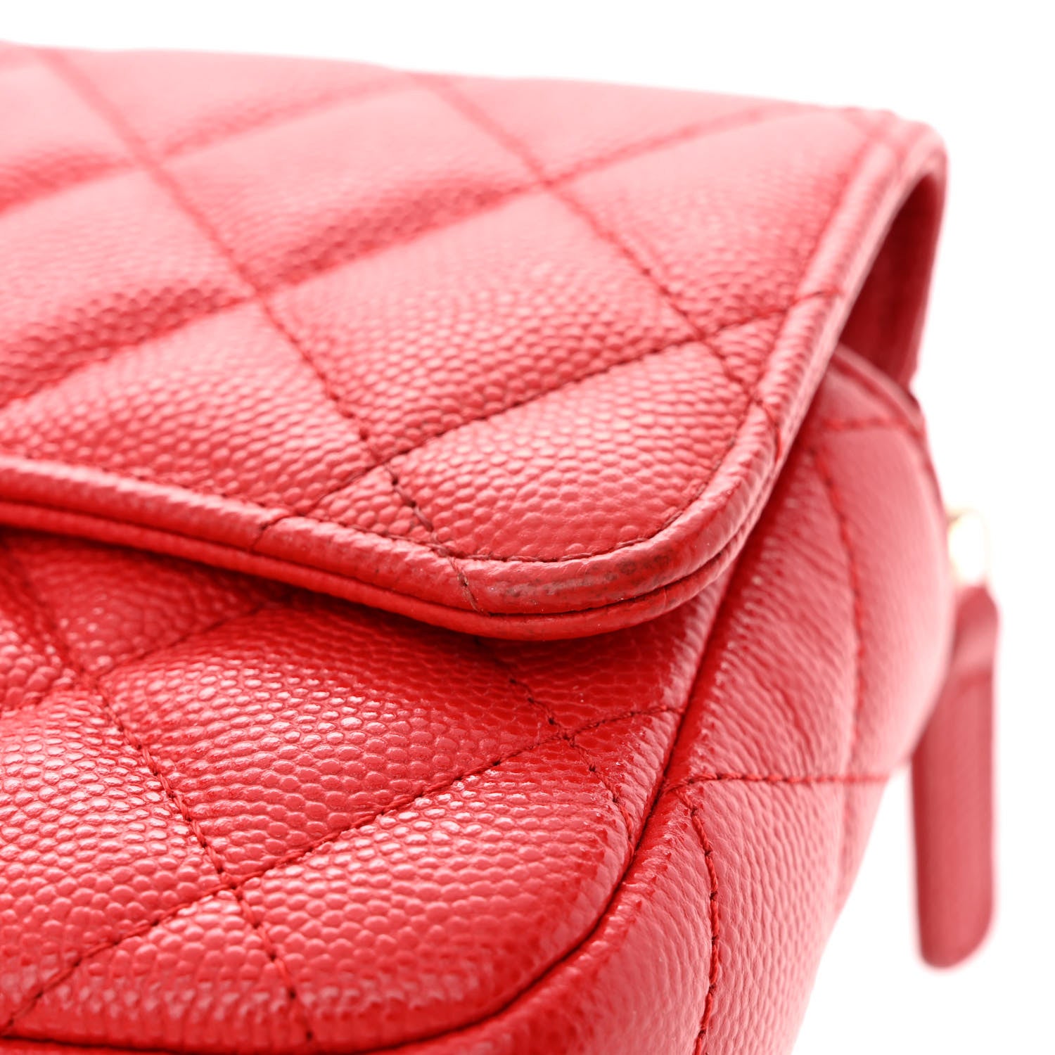 Chanel Caviar Quilted Flap Phone Holder With Chain Red 15 of 16