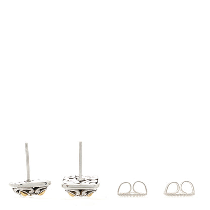 John Hardy Sterling Silver 18K Yellow Gold Jaisalmer Dot Square Earrings 4 of 5