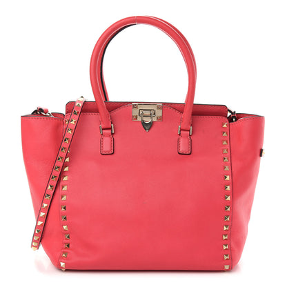 Valentino Garavani Vitello Rockstud Double Handle Tote Deep Rose 1 of 9