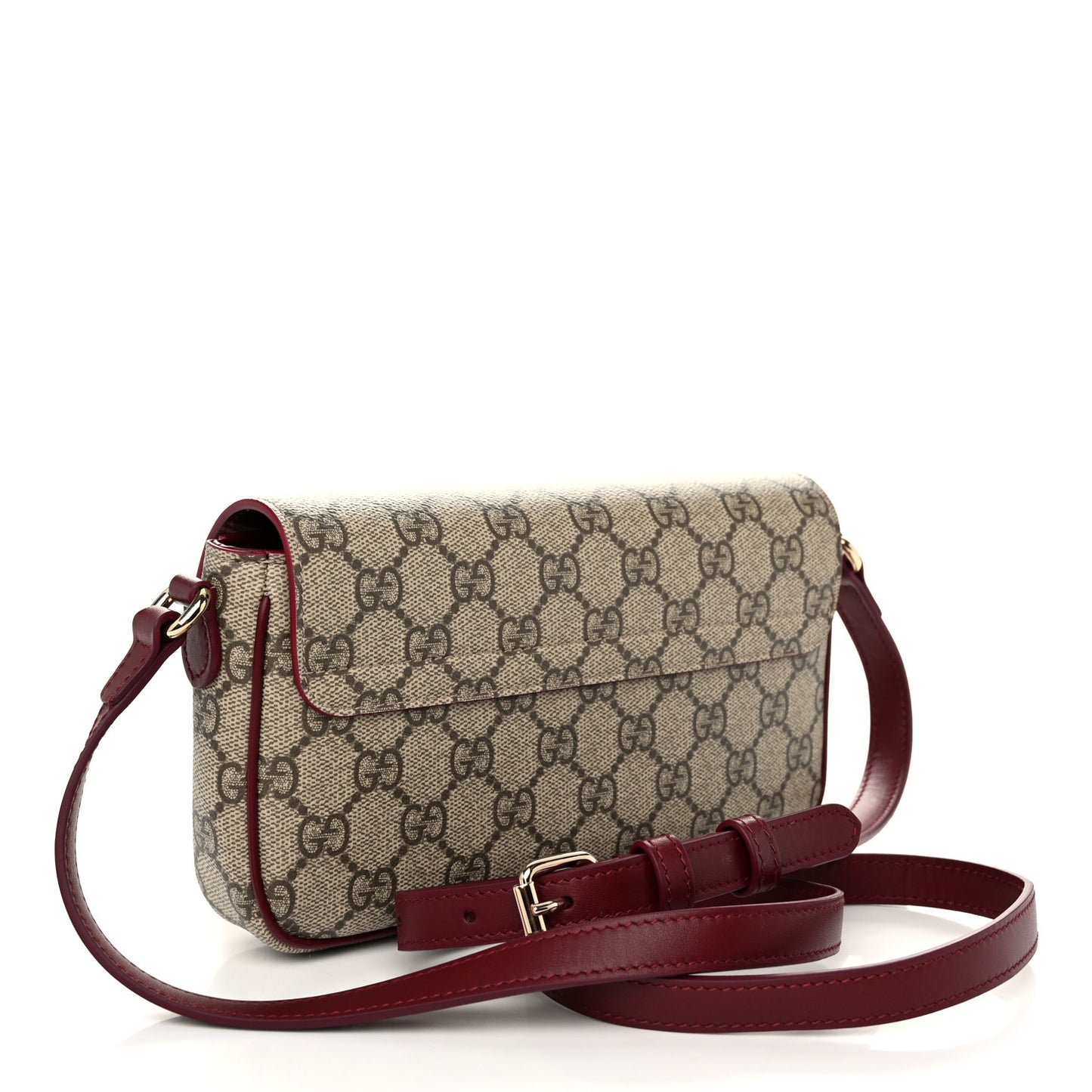 GG Supreme Monogram Cat Print Mini Shoulder Bag Beige Ebony Rosso Ancora