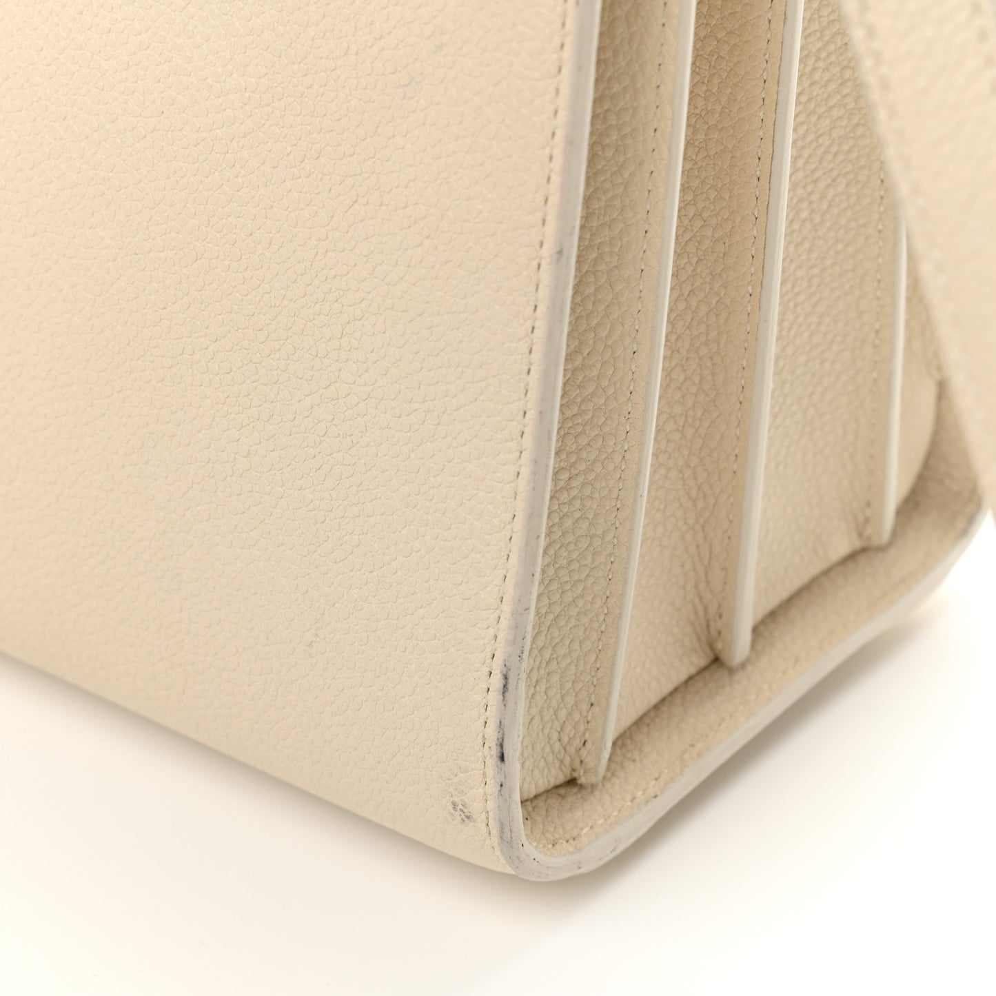 Grained Calfskin Baby Sac De Jour White