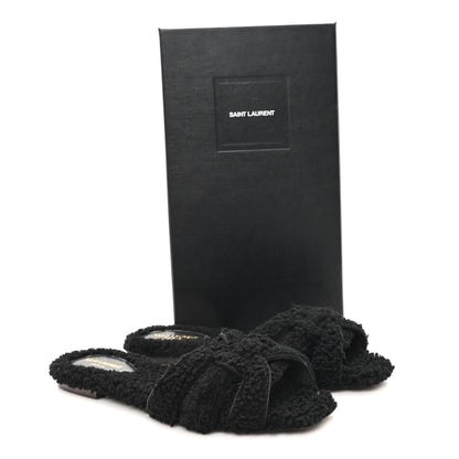 Saint Laurent Shearling Tribute Flat Mules 38 Black 9 of 10