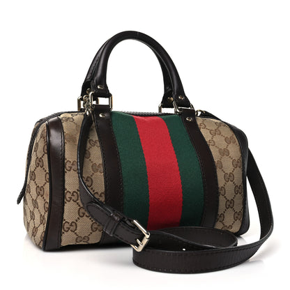 Gucci Monogram Vintage Web Small Boston Dark Brown 3 of 10