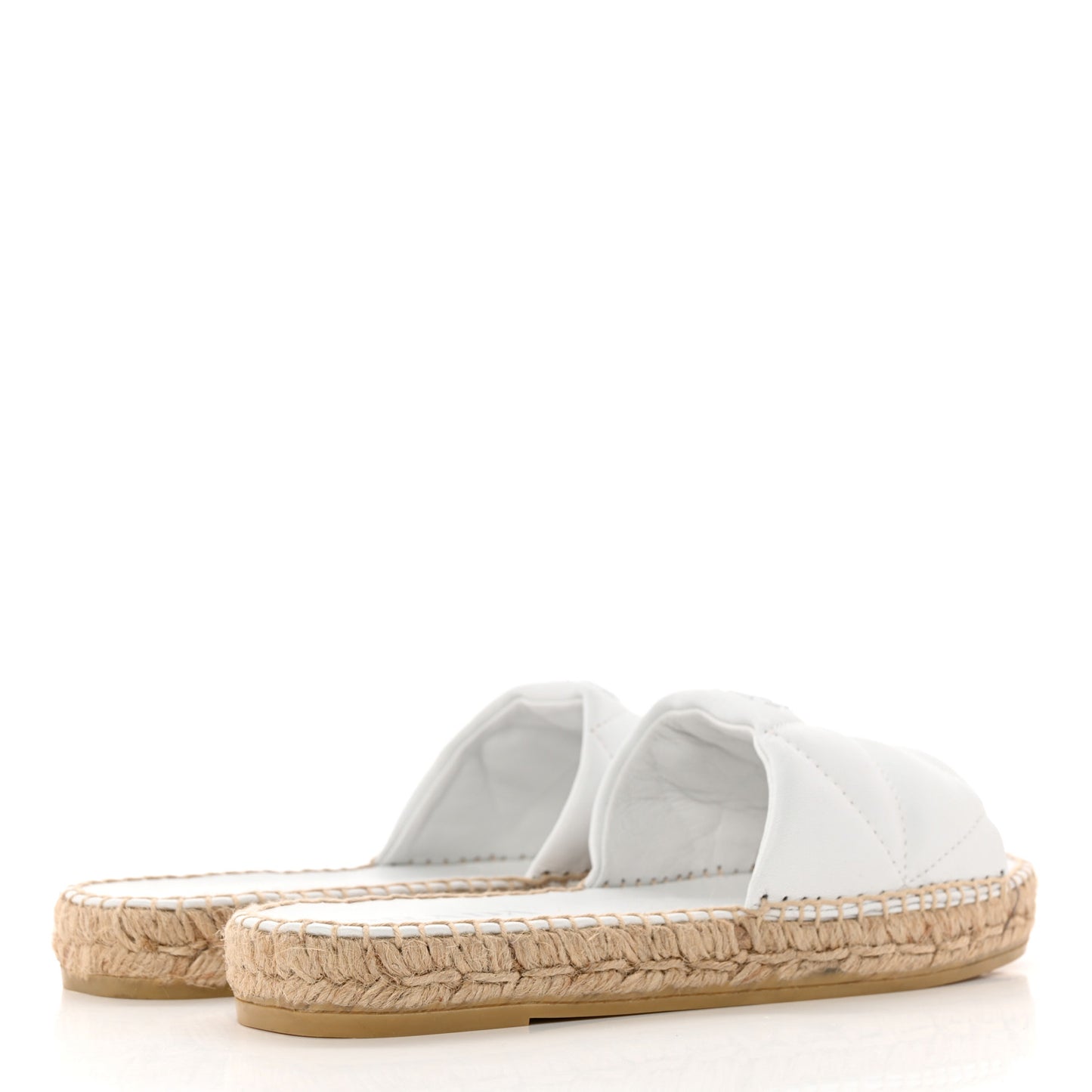 Nappa Logo Quilted Espadrille 20mm Slide Sandals 38 Bianco